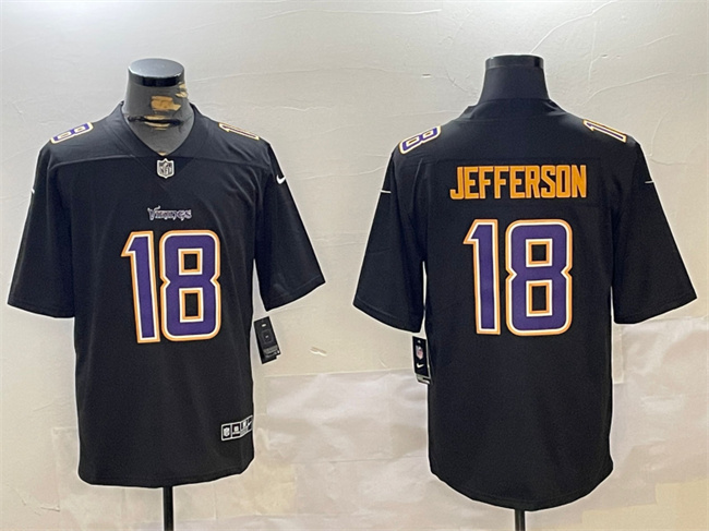 Men's Minnesota Vikings #18 Justin Jefferson Black Vapor Untouchable Limited Stitched Jersey