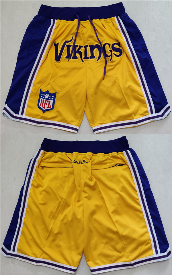 Men's Minnesota Vikings Yellow Shorts (Run Smaller)