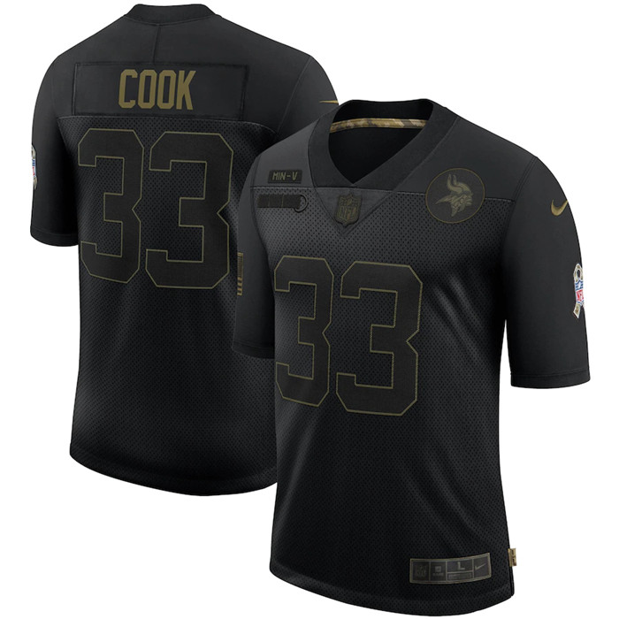 Nike Vikings 33 Dalvin Cook Black 2020 Salute To Service Limited Jersey