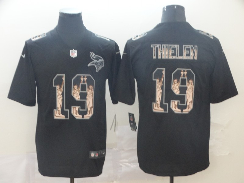 Nike Vikings 19 Adam Thielen Black Statue Of Liberty Limited Jersey