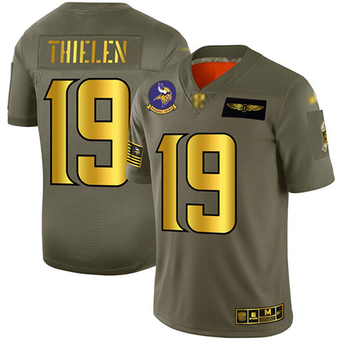 Vikings #19 Adam Thielen Camo Gold Men's Stitched Football Limited 2019 Salute To Service Jersey