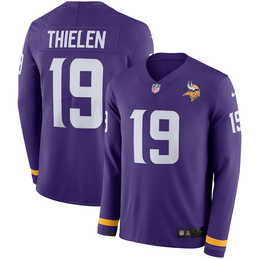 Nike Vikings 19 Adam Thielen Purple Therma Long Sleeve Jersey