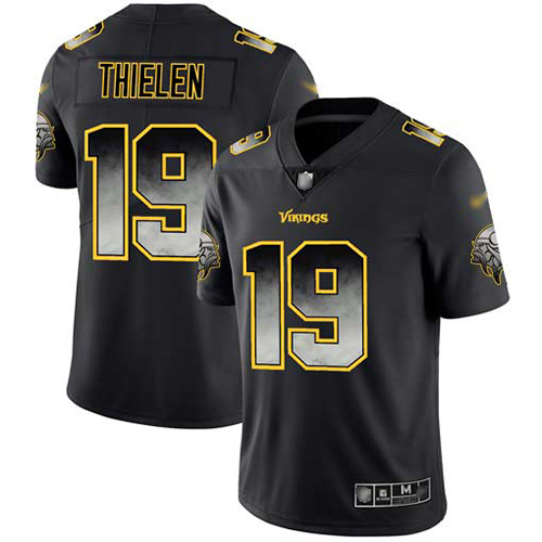 Vikings #19 Adam Thielen Black Men's Stitched Football Vapor Untouchable Limited Smoke Fashion Jersey