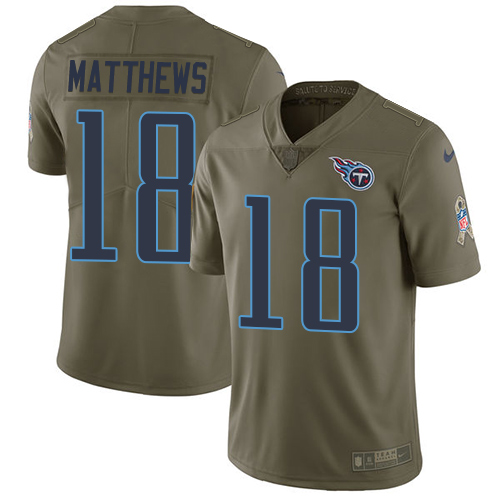 Nike Titans #18 Rishard Matthews Olive Men's Stitched NFL Limited 2017 Salute To Service Jersey