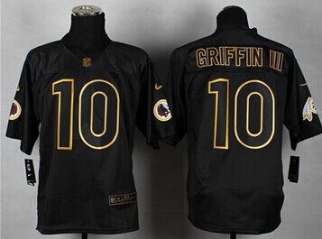 NEW Washington Redskins #10 Robert Griffin III Black Gold No. Fashion NFL Elite Jersey