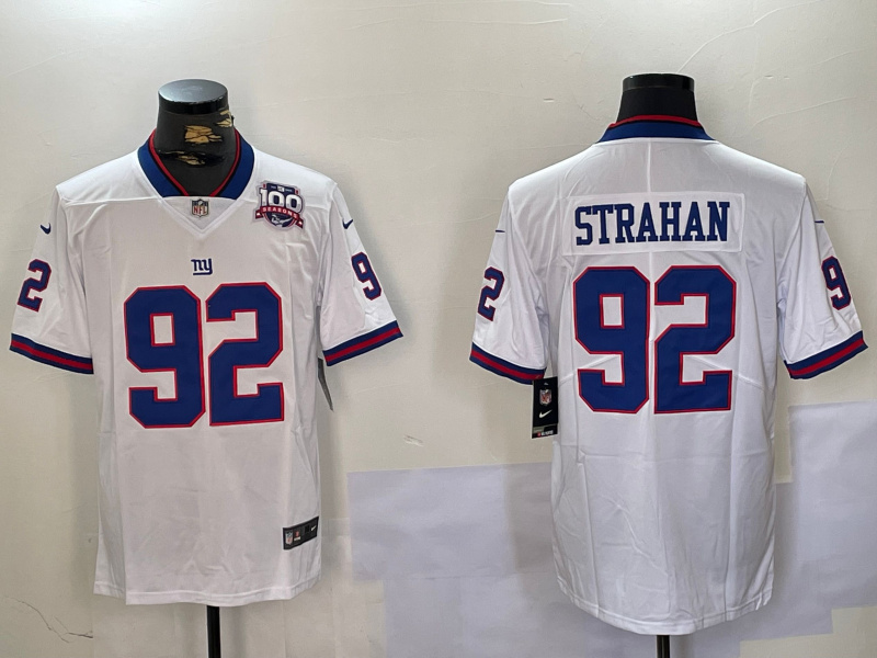 Nike Giants #92 Michael Strahan White Men's Stitched NFL Limited Rush Jersey 2