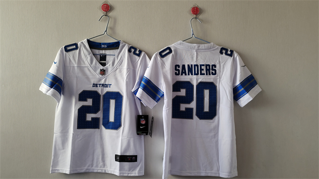 Women's Detroit Lions #20 Barry Sanders White Vapor Stitched Jersey(Run Smaller)