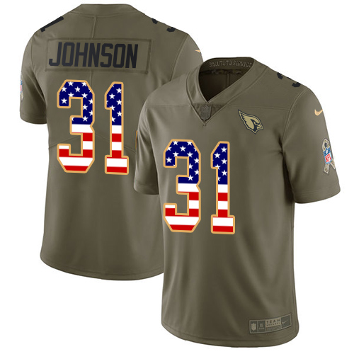 Nike Cardinals #31 David Johnson Olive USA Flag Men's Stitched NFL Limited 2017 Salute to Service Jersey