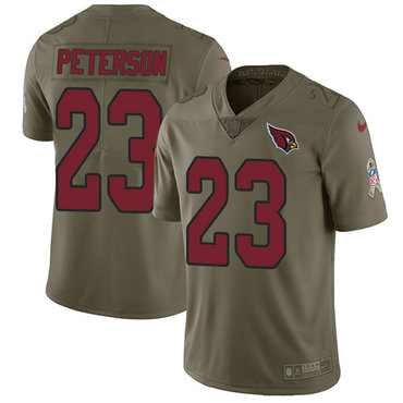 Nike Cardinals #23 Adrian Peterson Olive Men's Stitched NFL Limited 2017 Salute to Service Jersey