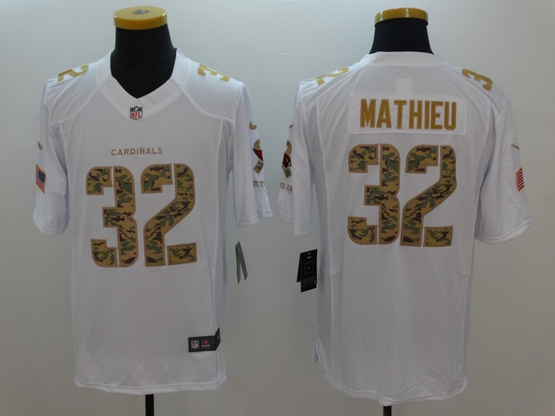 Nike Arizona Cardinals #32 Tyrann Mathieu White Men's Stitched NFL Limited Salute to Service Jersey