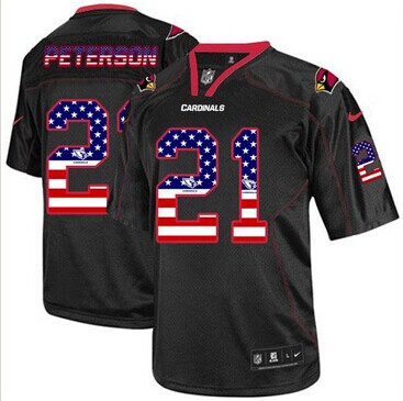 NEW Arizona Cardinals #21 Patrick Peterson Black NFL Elite USA Flag Fashion Jersey