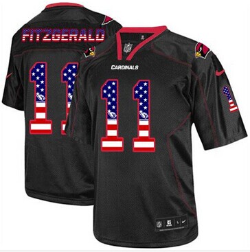 NEW Arizona Cardinals #11 Larry Fitzgerald Black NFL Elite USA Flag Fashion Jersey