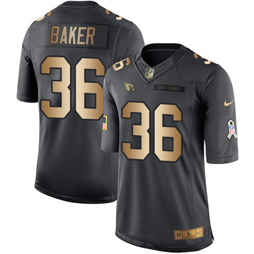 Nike Cardinals #36 Budda Baker Black Men's Stitched NFL Limited Gold Salute To Service Jersey