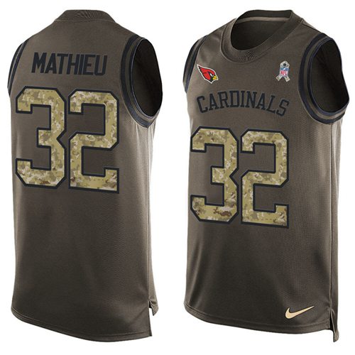 Nike Cardinals #32 Tyrann Mathieu Green Men's Stitched NFL Limited Salute To Service Tank Top Jersey