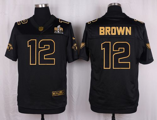 Nike Cardinals #12 John Brown Pro Line Black Gold Collection Men's Stitched NFL Elite Jersey