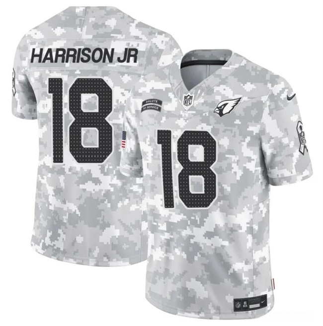 Men's Arizona Cardinals #18 Marvin Harrison Jr. 2024 F.U.S.E Arctic Camo Salute To Service Limited Stitched Football Jersey