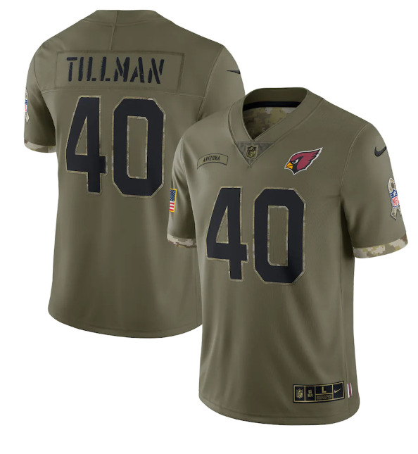 Men's Arizona Cardinals #40 Pat Tillman Olive 2022 Salute To Service Limited Stitched Jersey