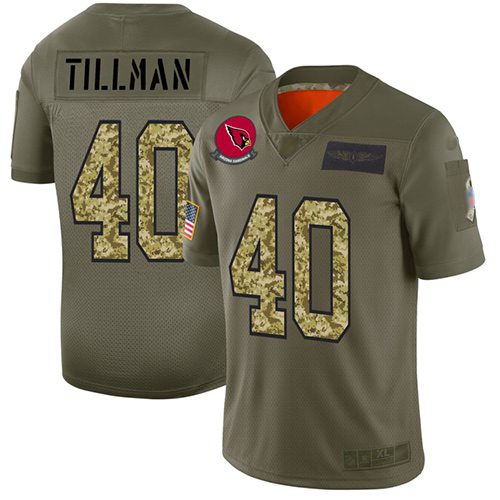 Cardinals #40 Pat Tillman Olive Camo Men's Stitched Football Limited 2019 Salute To Service Jersey