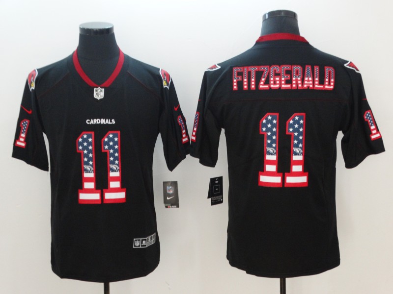 Nike Cardinals 11 Larry Fitzgerald Black USA Flag Fashion Color Rush Limited Jersey