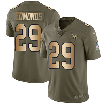 Nike Cardinals #29 Chase Edmonds Olive Gold Men's Stitched NFL Limited 2017 Salute to Service Jersey