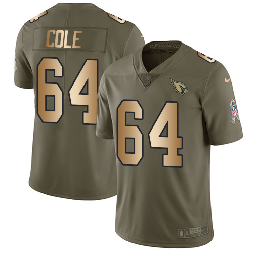 Nike Cardinals #64 Mason Cole Olive Gold Men's Stitched NFL Limited 2017 Salute to Service Jersey