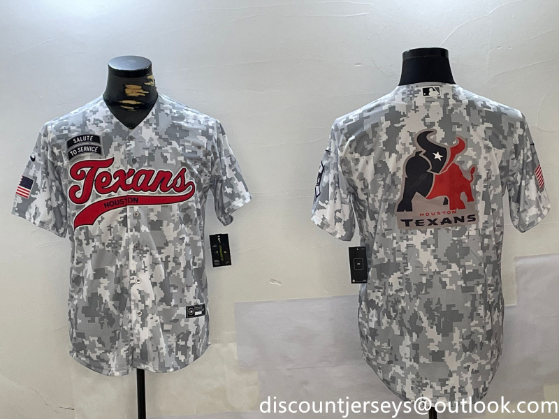 Men's Houston Texans Blank Camo With Patch Cool Base Stitched Baseball Jersey 2