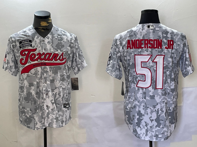 Men's Houston Texans #51 Will Anderson Jr Camo With Patch Cool Base Stitched Baseball Jersey