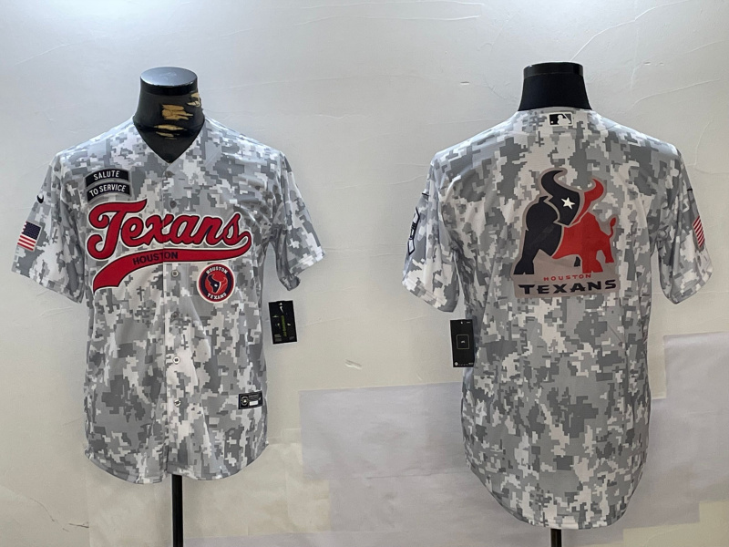 Men's Houston Texans Blank Camo With Patch Cool Base Stitched Baseball Jersey 3