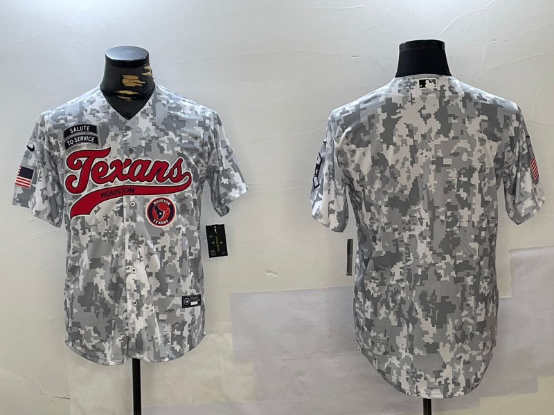 Men's Houston Texans Blank Camo With Patch Cool Base Stitched Baseball Jersey 1