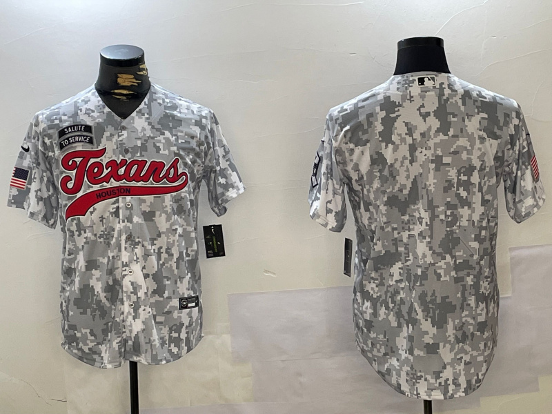 Men's Houston Texans Blank Camo With Patch Cool Base Stitched Baseball Jersey