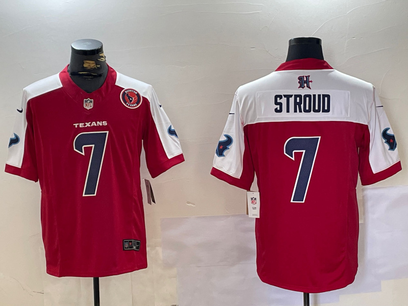 men's houston texans #7 c.j. stroud red white 2024 f.u.s.e. vapor limited stitched jersey_副本