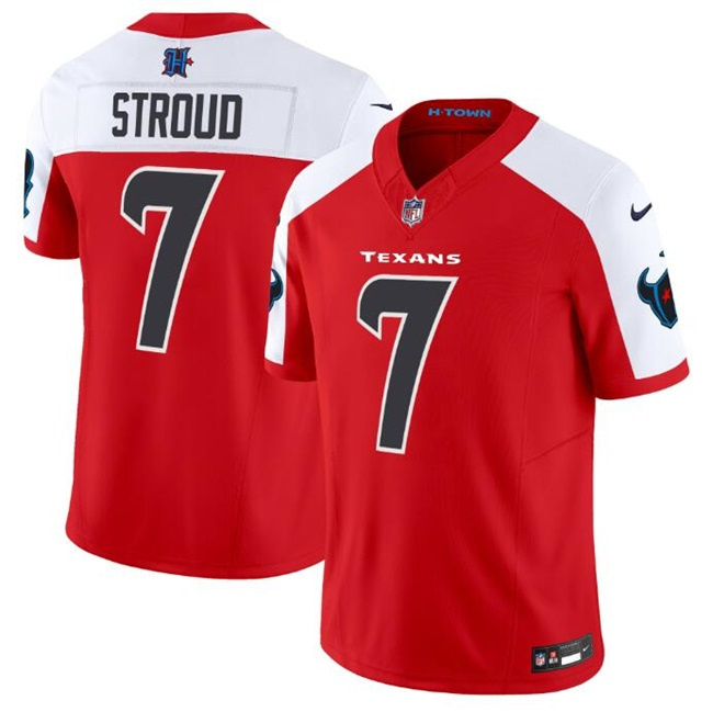 Men's Houston Texans #7 C.J. Stroud Red White 2024 F.U.S.E. Vapor Limited Stitched Jersey