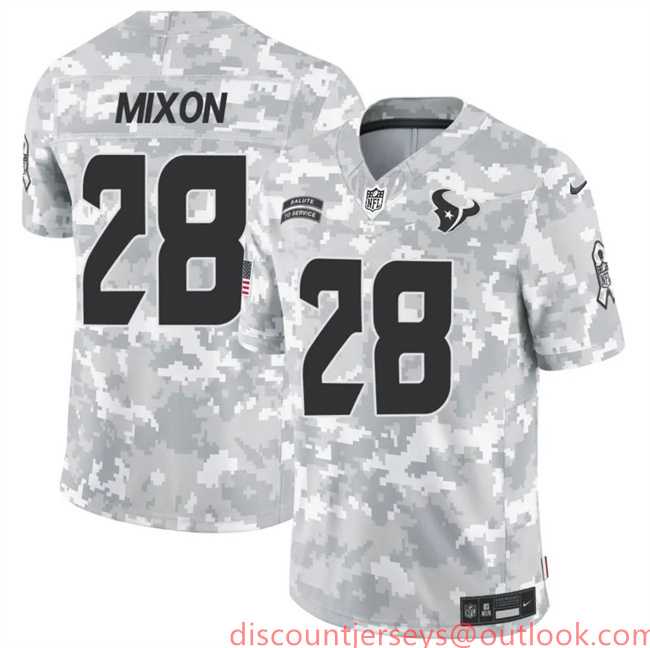 Men's Houston Texans #28 Joe Mixon 2024 F.U.S.E Arctic Camo Salute To Service Limited Stitched Football Jersey