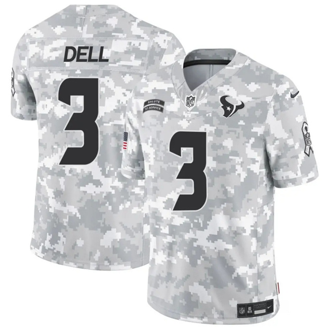 Men's Houston Texans #3 Tank Dell 2024 F.U.S.E Arctic Camo Salute To Service Limited Stitched Football Jersey