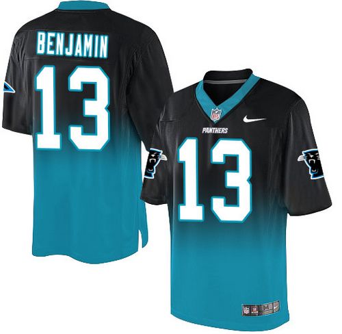 Nike Panthers #13 Kelvin Benjamin Black Blue Men's Stitched NFL Elite Fadeaway Fashion Jersey