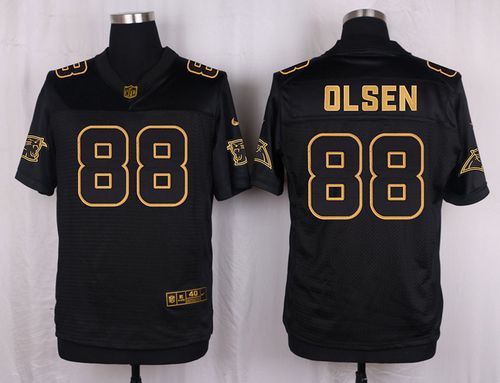 Nike Panthers #88 Greg Olsen Pro Line Black Gold Collection Men's Stitched NFL Elite Jersey