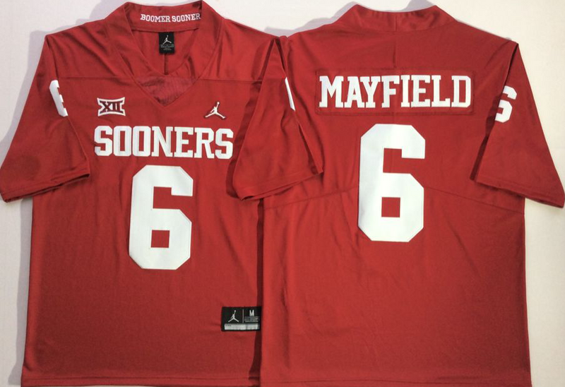 Oklahoma Sooners 6 Baker Mayfield Red College Football Jersey