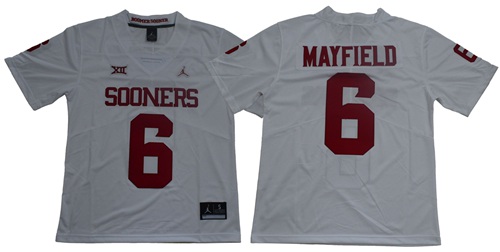 Sooners #6 Baker Mayfield White XII Limited Stitched NCAA Jersey$49.00$22.5