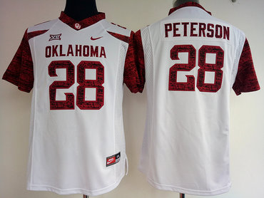 Oklahoma Sooners 28 Adrian Peterson White College Football Jersey