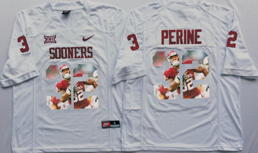 Oklahoma Sooners 32 Samaje Perine All White Portrait Number College Jersey