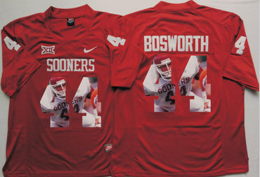 Oklahoma Sooners 44 Brian Bosworth All Red Portrait Number College Jersey