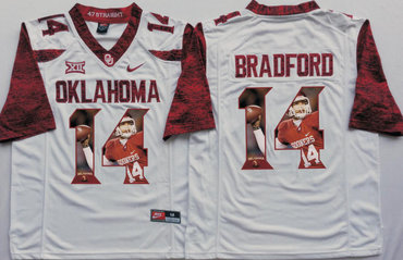 Oklahoma Sooners 14 Sam Bradford White Portrait Number College Jersey