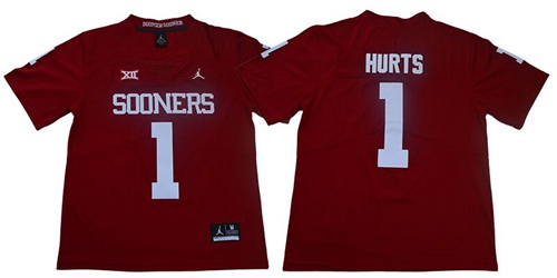 Sooners #1 Jalen Hurts Red Jordan Brand Limited Stitched College Jersey