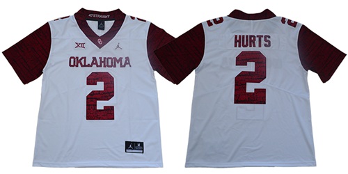 Sooners #2 Jalen Hurts White Jordan Brand Limited New XII Stitched College Jersey