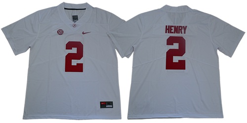 Crimson Tide #2 Derrick Henry White SEC Patch Limited Stitched College Jersey