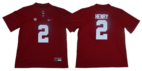 Crimson Tide #2 Derrick Henry Red SEC Patch Limited Stitched College Jersey