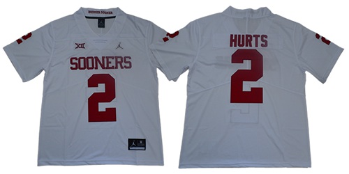 Sooners #2 Jalen Hurts White Jordan Brand Limited Stitched College Jersey