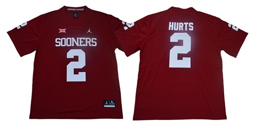 Sooners #2 Jalen Hurts Red Jordan Brand Limited Stitched College Jersey