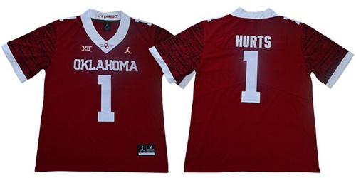 Sooners #1 Jalen Hurts Red Jordan Brand Limited New XII Stitched College Jersey