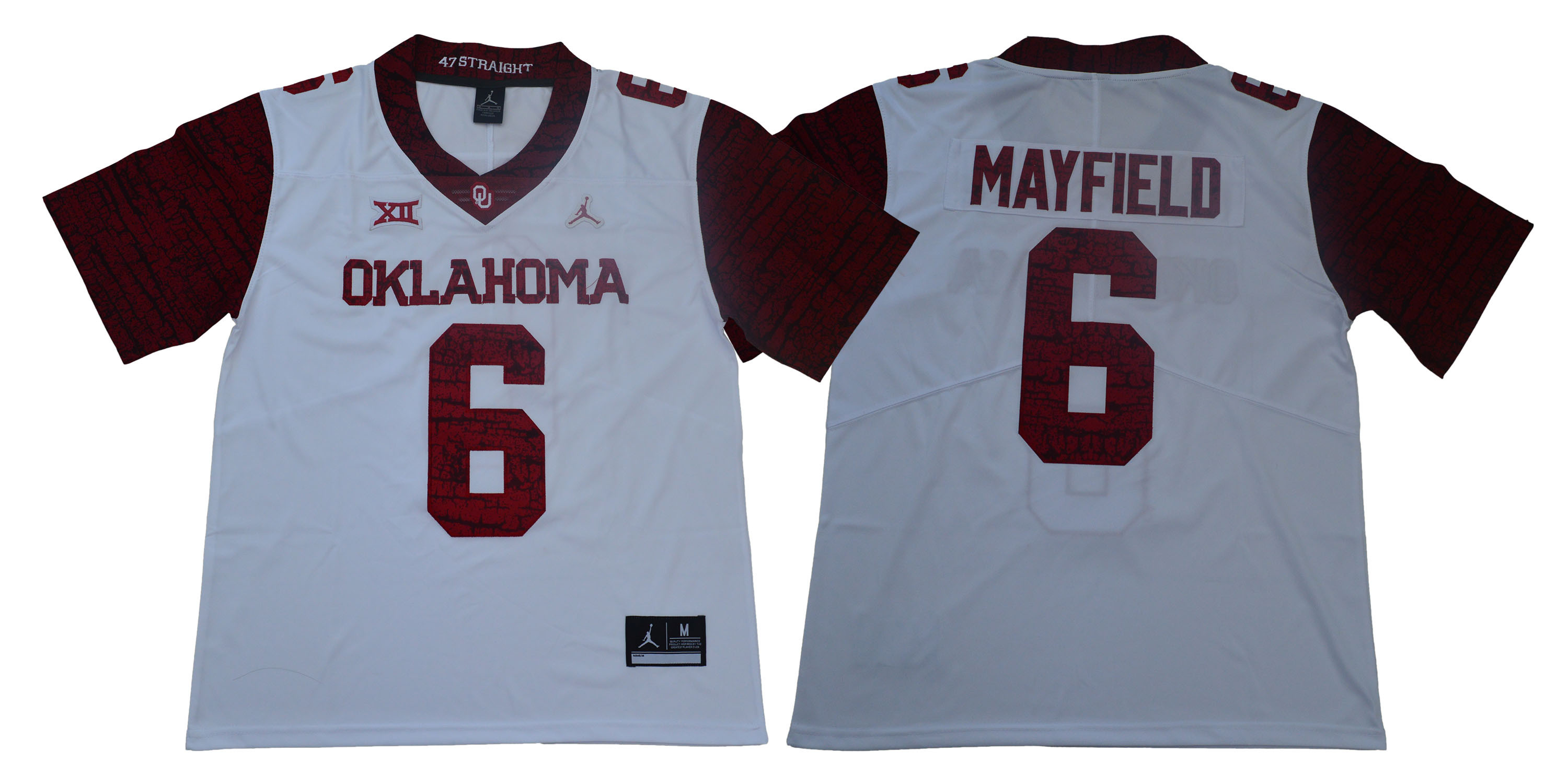 Oklahoma Sooners 6 Baker Mayfield White 47 Game Winning Streak College Football Jersey